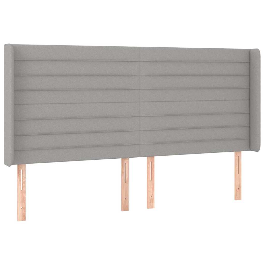 vidaXL Hoofdbord LED 183x16x118/128 cm stof lichtgrijs grijs, foto 4