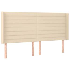 Čelo postele s LED krémové 183 x 16 x 118/128 cm textil - obrázek 3