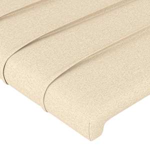 Čelo postele s LED krémové 183 x 16 x 118/128 cm textil - obrázek 5