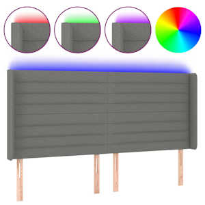 vidaXL LED-voodipeats, tumehall, 203x16x118/128 cm, kangas