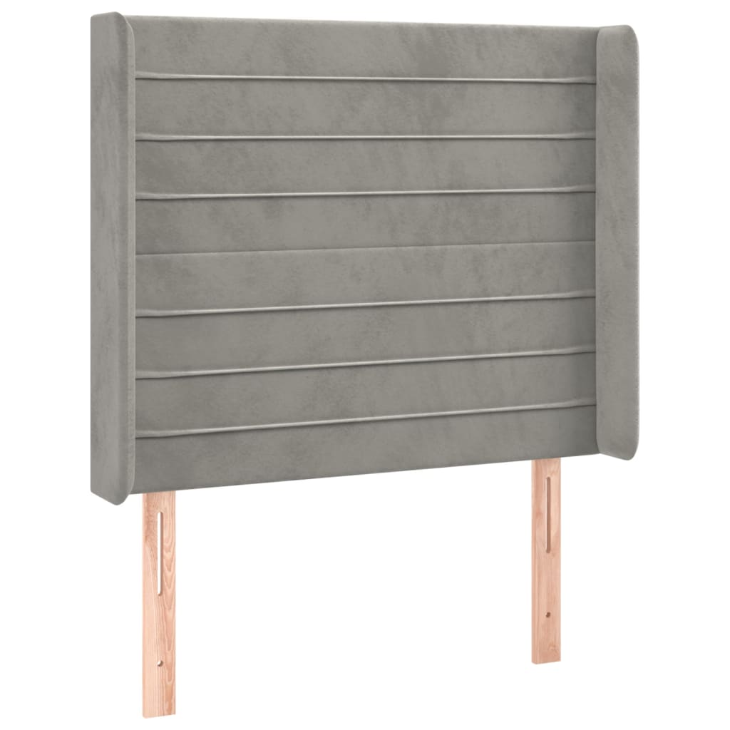 vidaXL Hoofdbord LED 83x16x118/128 cm fluweel lichtgrijs afbeelding