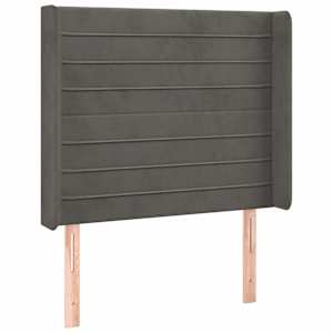 Čelo postele s LED tmavě šedé 83 x 16 x 118/128 cm samet - obrázek 3