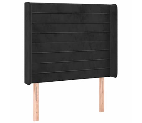vidaXL Cabeceira de cama c/ luzes LED veludo 83x16x118/128 cm preto