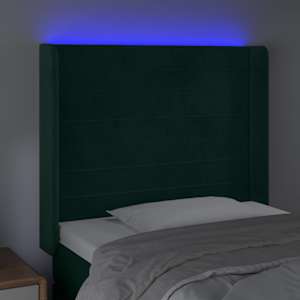Čelo postele s LED tmavě zelené 83 x 16 x 118/128 cm samet - obrázek 4