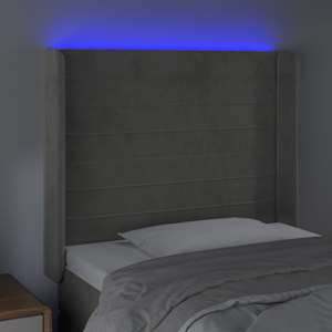 Čelo postele s LED světle šedé 93x16x118/128 cm samet - obrázek 4
