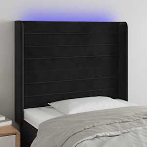 LED posteljno vzglavje črno 93x16x118/128 cm žamet