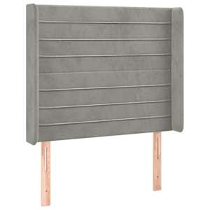 Čelo postele s LED světle šedé 103 x 16 x 118/128 cm samet - obrázek 3