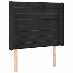 vidaXL Cabeceira de cama c/ luzes LED veludo 103x16x118/128 cm preto