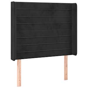 vidaXL Cabeceira de cama c/ luzes LED veludo 103x16x118/128 cm preto