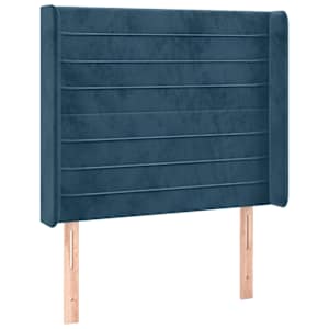 Čelo postele s LED tmavě modré 103 x 16 x 118/128 cm textil - obrázek 3