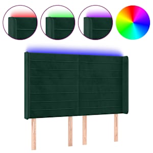 vidaXL LED-voodipeats, tumeroheline, 147x16x118/128 cm, samet