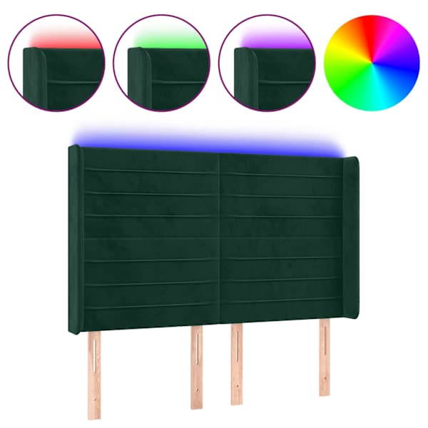 vidaXL LED-voodipeats, tumeroheline, 147x16x118/128 cm, samet