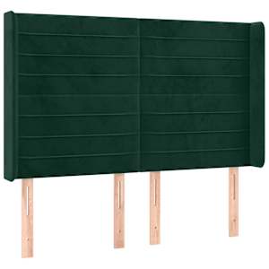 Čelo postele s LED tmavě zelené 147 x 16 x 118/128 cm samet - obrázek 3