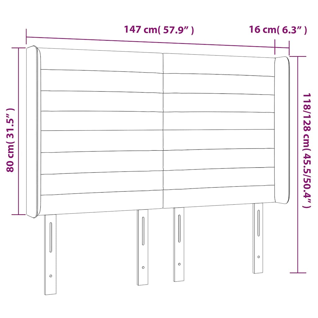 Čelo postele s LED tmavě modré 147 x 16 x 118/128 cm samet - obrázek 7