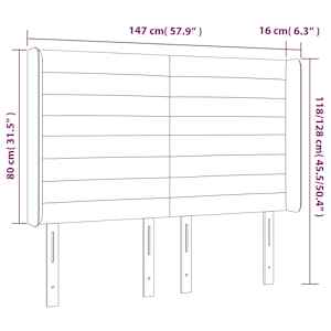Čelo postele s LED růžové 147 x 16 x 118/128 cm samet - obrázek 7
