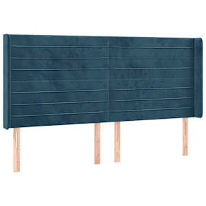 Čelo postele s LED tmavě modré 163 x 16 x 118/128 cm samet - obrázek 3