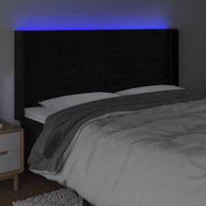 Čelo postele s LED černé 183 x 16 x 118/128 cm samet - obrázek 4