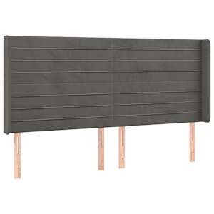 Čelo postele s LED tmavě šedé 203 x 16 x 118/128 cm samet - obrázek 3