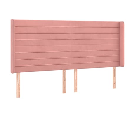 vidaXL Cabeceira de cama c/ luzes LED veludo 203x16x118/128 cm rosa