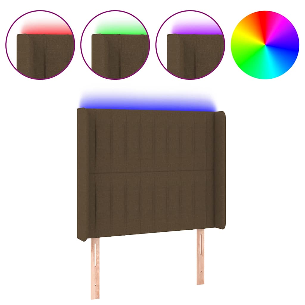vidaXL Hoofdbord LED 83x16x118/128 cm stof donkerbruin bruin, foto 3