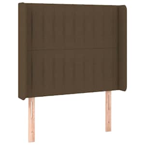 Čelo postele s LED tmavě hnědé 103 x 16 x 118/128 cm textil - obrázek 3