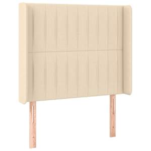 Čelo postele s LED krémové 103 x 16 x 118/128 cm textil - obrázek 3