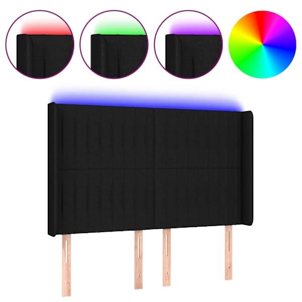 vidaXL LED-voodipeats, must, 147x16x118/128 cm, kangas