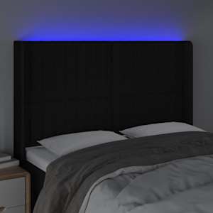 Čelo postele s LED černé 147 x 16 x 118/128 cm textil - obrázek 4