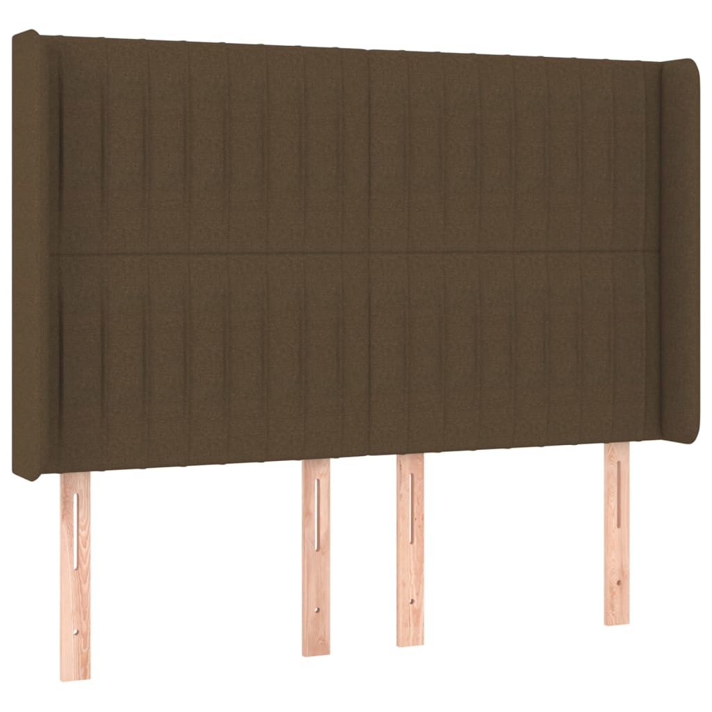 vidaXL Hoofdbord LED 147x16x118/128 cm stof donkerbruin afbeelding