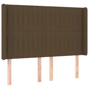 Čelo postele s LED tmavě hnědé 147 x 16 x 118/128 cm textil - obrázek 3