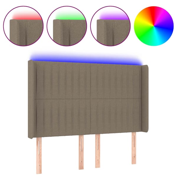 vidaXL LED-voodipeats, pruunikashall, 147x16x118/128 cm, kangas