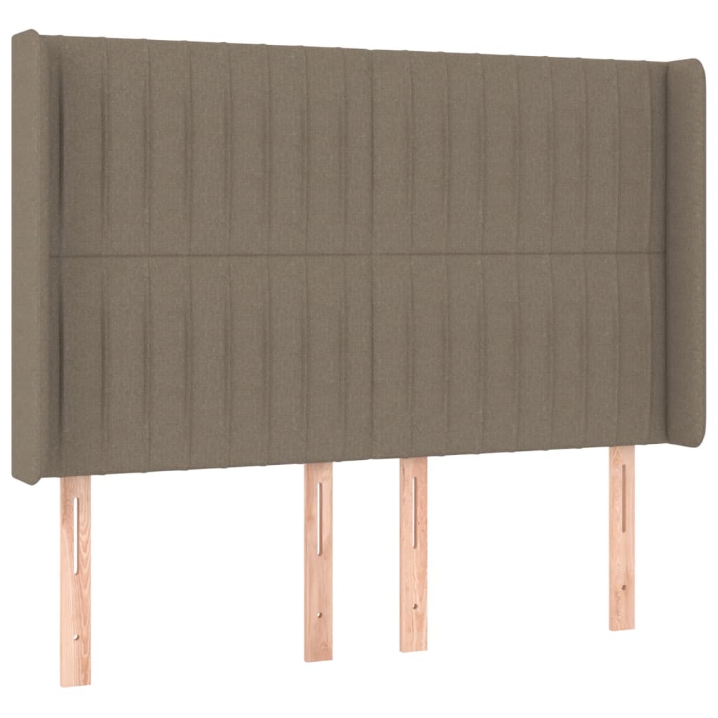 vidaXL Hoofdbord LED 147x16x118/128 cm stof taupe afbeelding