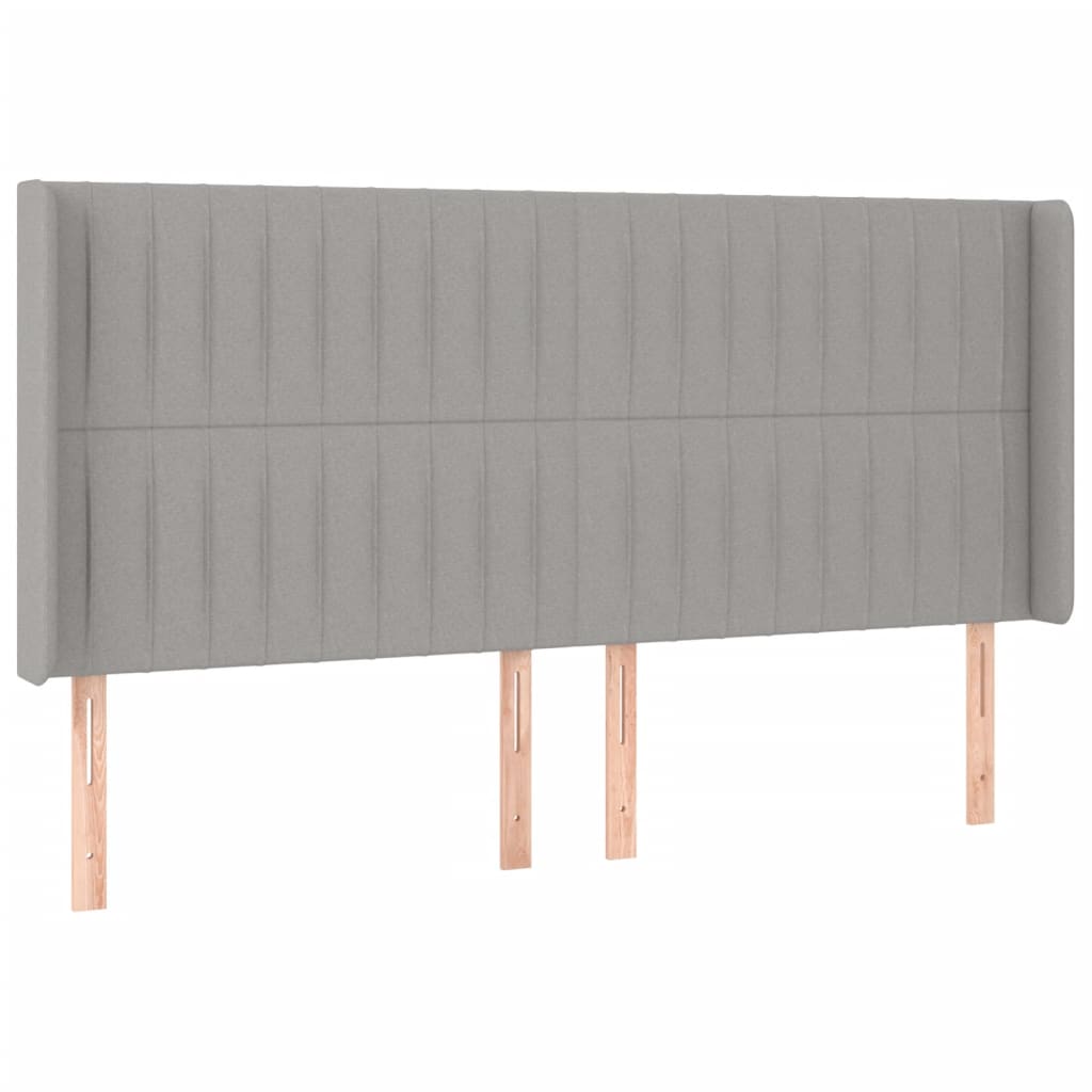 vidaXL Hoofdbord LED 163x16x118/128 cm stof lichtgrijs afbeelding