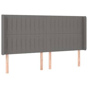 Čelo postele s LED tmavě šedé 163 x 16 x 118/128 cm textil - obrázek 3