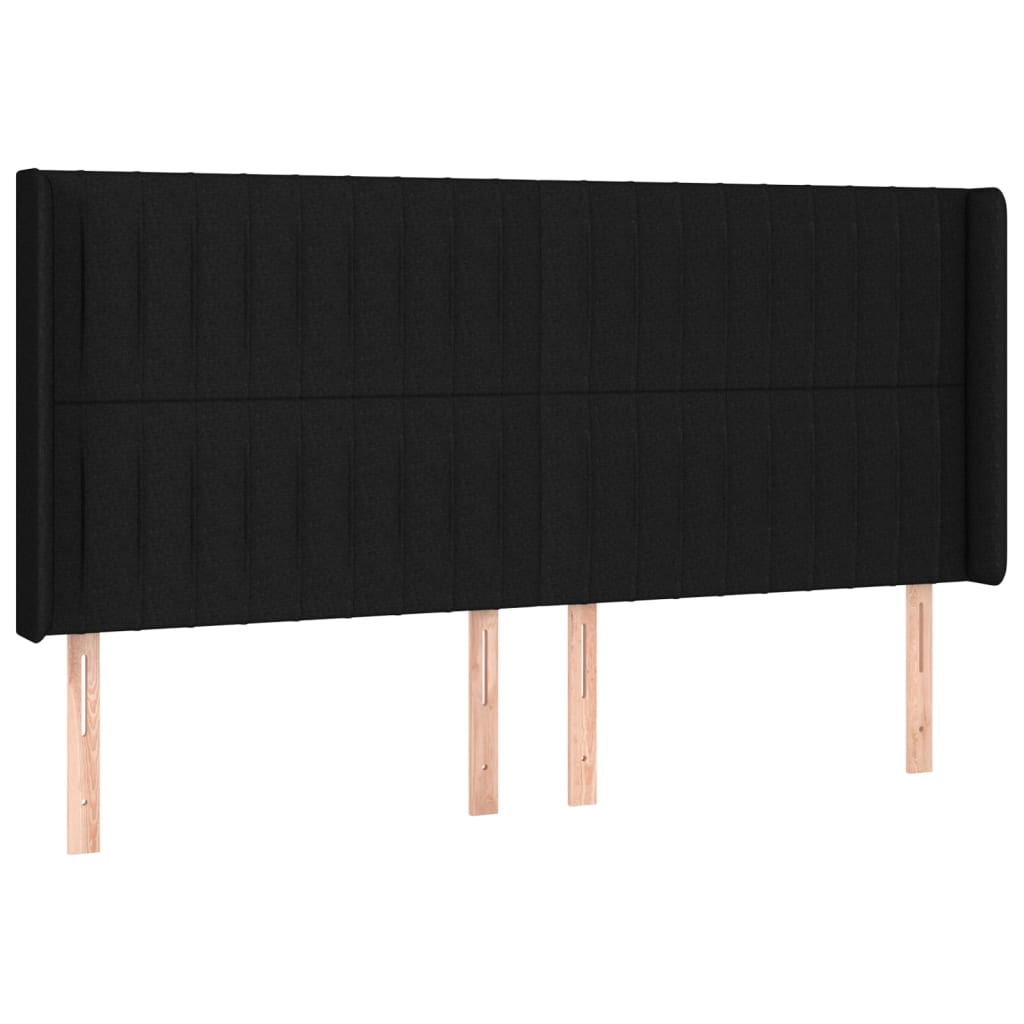 vidaXL Hoofdbord LED 163x16x118/128 cm stof zwart afbeelding