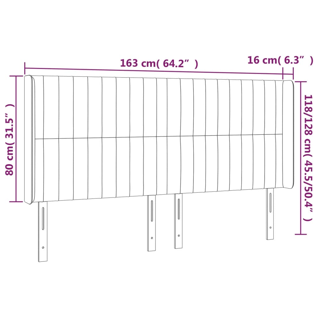 Zagłówek LED 163x16cm kremowy