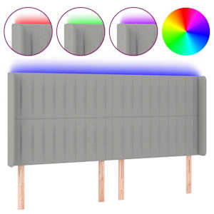 vidaXL LED-voodipeats, helehall, 183x16x118/128 cm, kangas