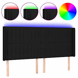 vidaXL LED-voodipeats, must, 183x16x118/128 cm, kangas