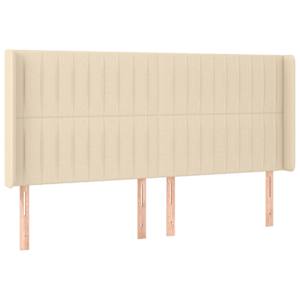 Čelo postele s LED krémové 183 x 16 x 118/128 cm textil - obrázek 3