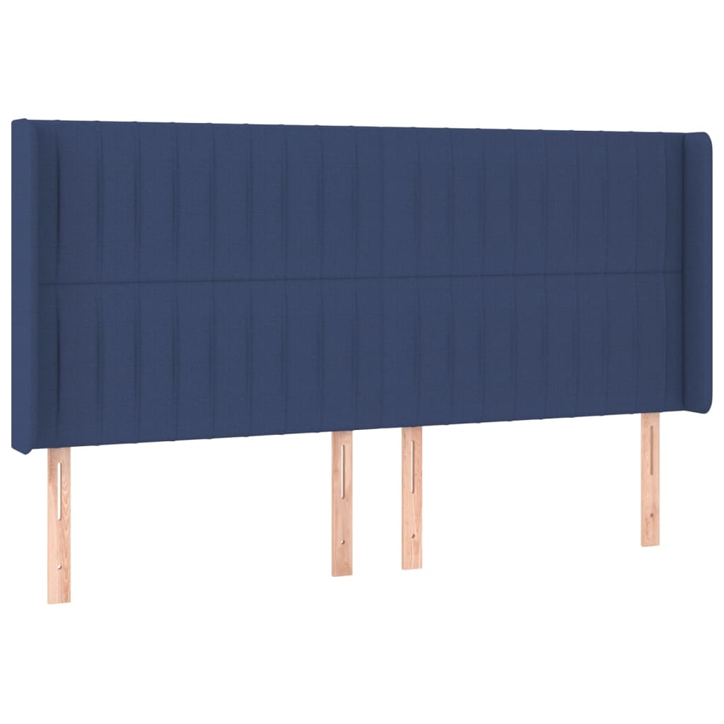 vidaXL Hoofdbord LED 183x16x118/128 cm stof blauw afbeelding