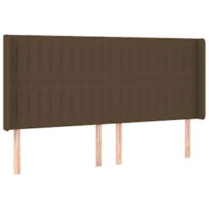 Čelo postele s LED tmavě hnědé 203 x 16 x 118/128 cm textil - obrázek 3