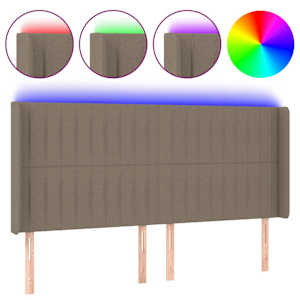 vidaXL LED-voodipeats, pruunikashall, 203x16x118/128 cm, kangas