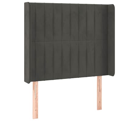 vidaXL Galvūgalis su LED, tamsiai pilkas, 83x16x118/128cm, aksomas