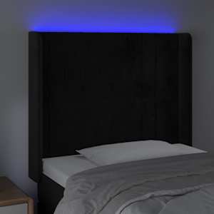 Čelo postele s LED černé 83 x 16 x 118/128 cm samet - obrázek 4