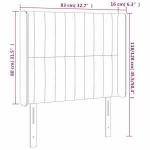 Čelo postele s LED černé 83 x 16 x 118/128 cm samet - obrázek 7