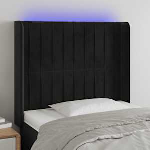 LED posteljno vzglavje črno 83x16x118/128 cm žamet