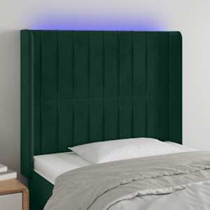 LED posteljno vzglavje temno zeleno 83x16x118/128 cm žamet