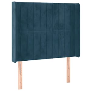 Čelo postele s LED tmavě modré 83 x 16 x 118/128 cm samet - obrázek 3