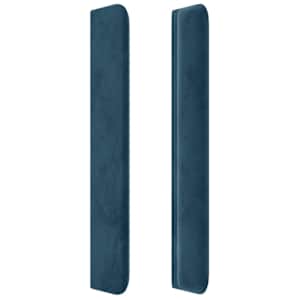 Čelo postele s LED tmavě modré 83 x 16 x 118/128 cm samet - obrázek 5