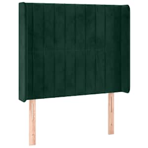 Čelo postele s LED tmavě zelené 93 x 16 x 118/128 cm samet - obrázek 3